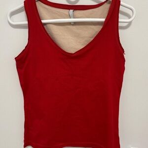 Red V neck gym top